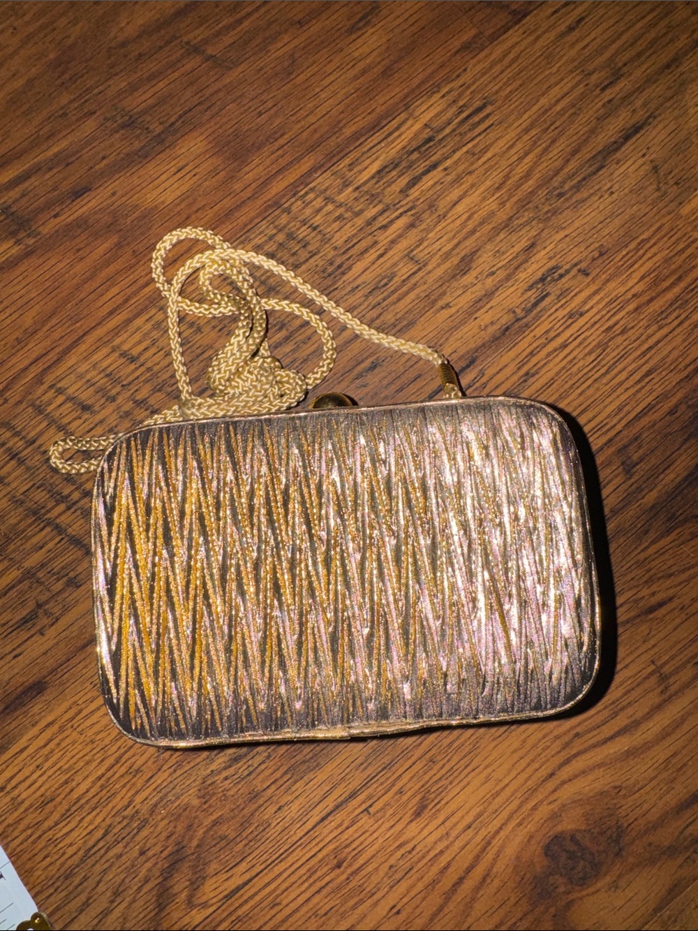 Elegant Metallic Gold Evening Box Clutch with Chain Strap 40.Mon.T1